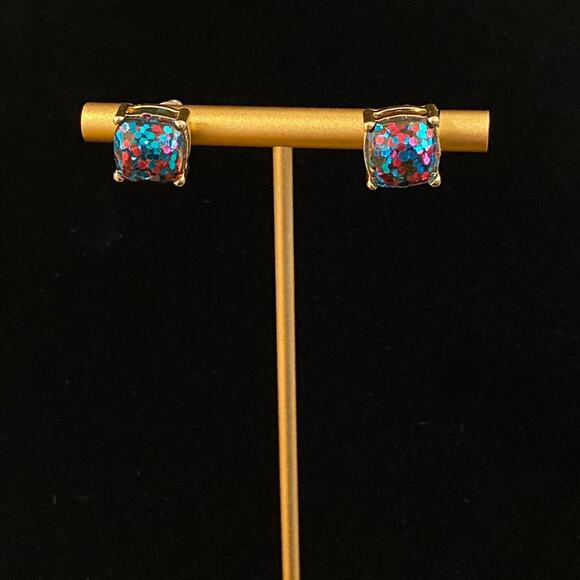 Multicolored Glitter Stud Earrings NEW - Picture 1 of 2